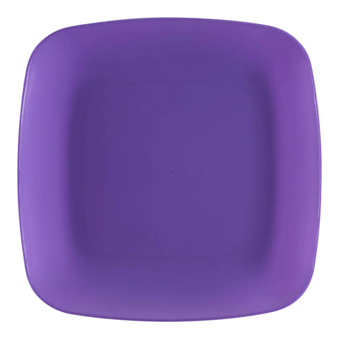 Purple Flat Rounded Square Plastic Buffet Plates (8.5