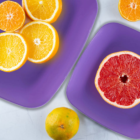 Purple Flat Rounded Square Plastic Salad Plates (7.25