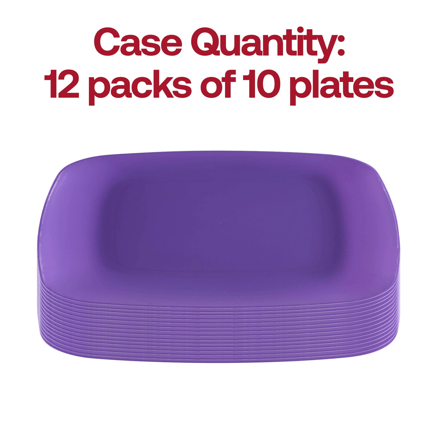 Purple Flat Rounded Square Plastic Salad Plates (7.25")