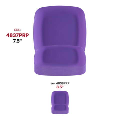 Purple Flat Rounded Square Plastic Salad Plates (7.25