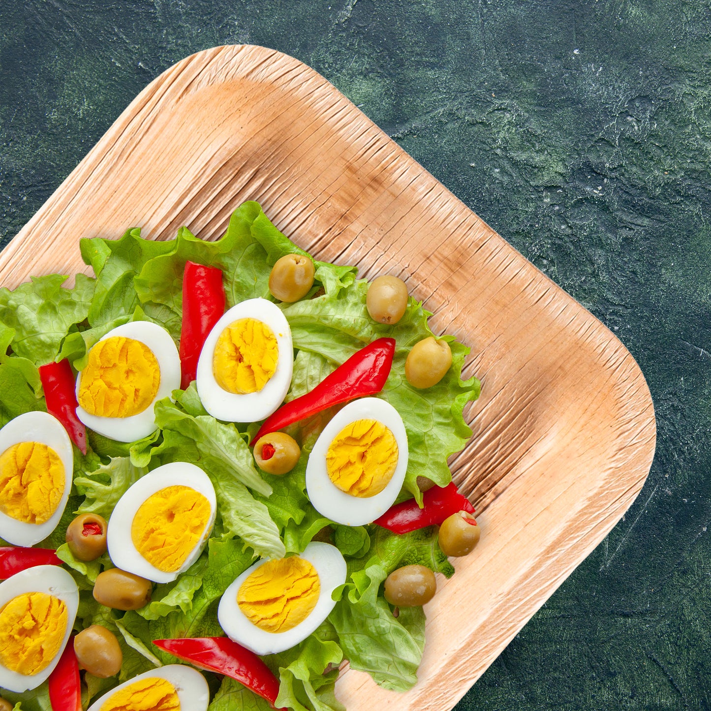 14" x 10" Rectangular Natural Palm Leaf Disposable Eco-Friendly Trays