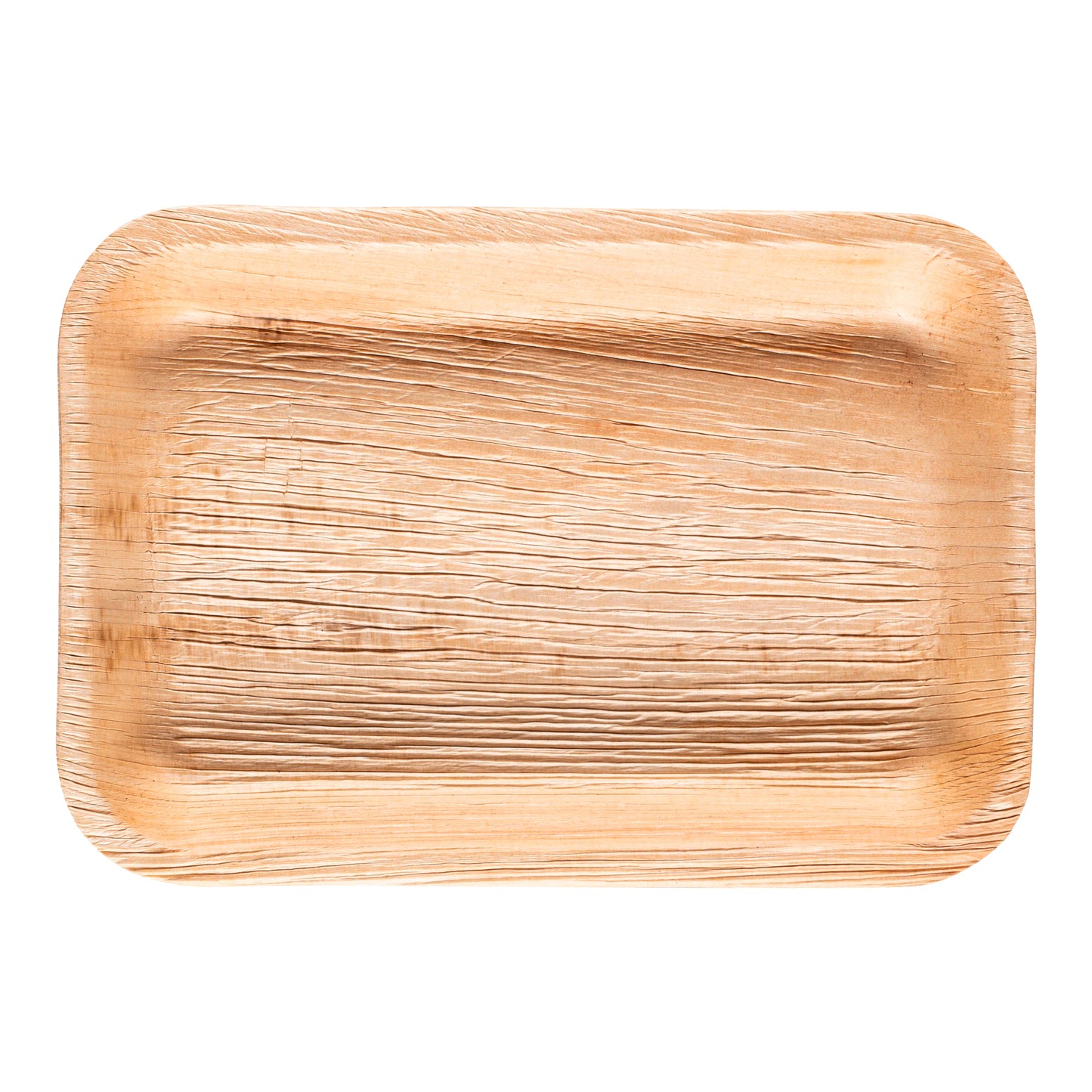 14" x 10" Rectangular Natural Palm Leaf Disposable Eco-Friendly Trays