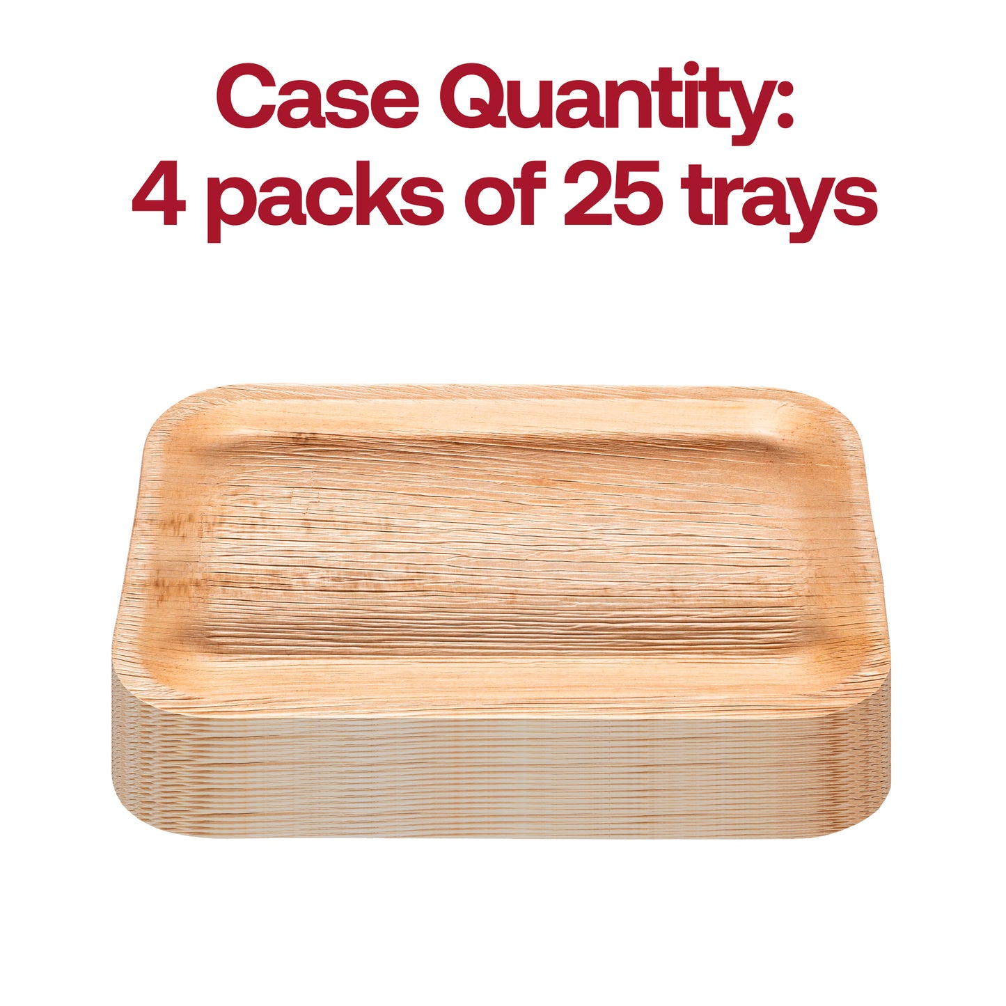 14" x 10" Rectangular Natural Palm Leaf Disposable Eco-Friendly Trays