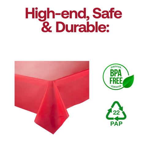 Red Rectangular Plastic Tablecloths (54