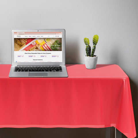 Red Rectangular Plastic Tablecloths (54