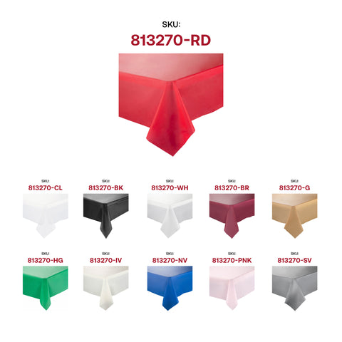 Red Rectangular Plastic Tablecloths (54
