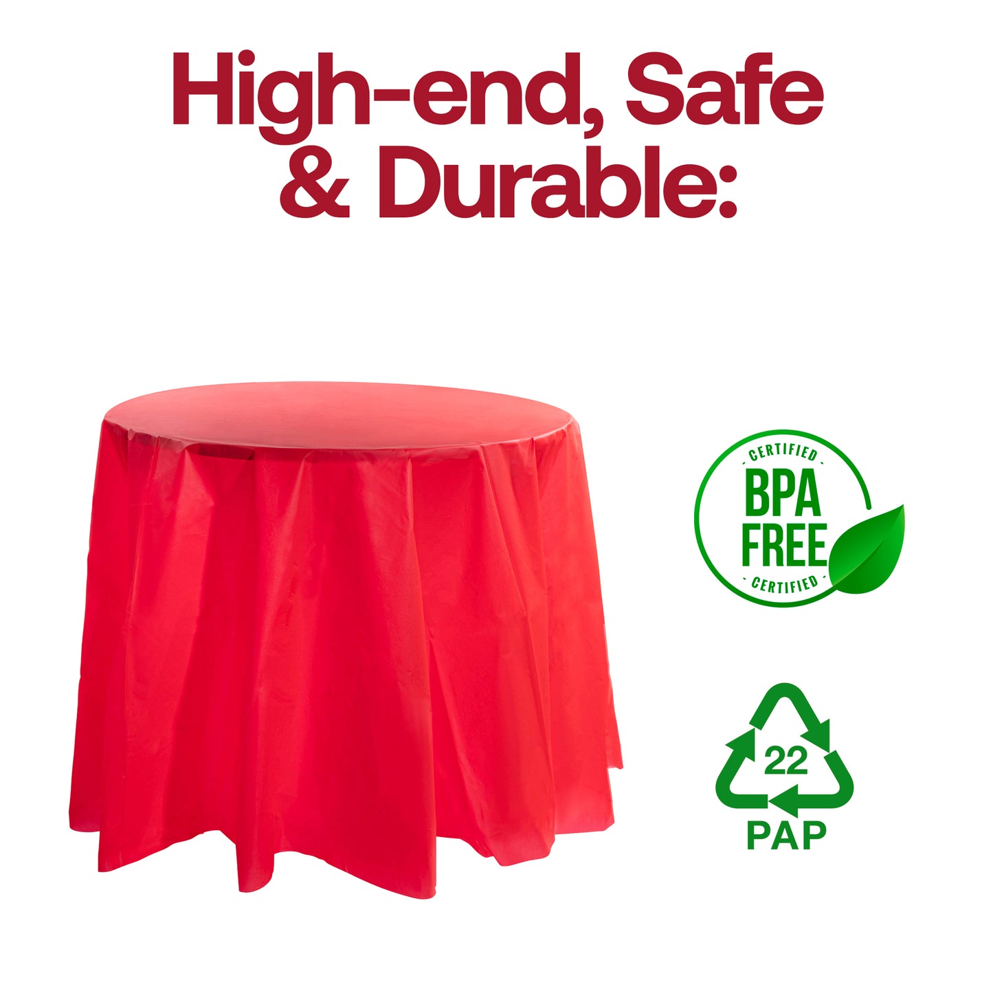 Red Round Plastic Tablecloths (84")