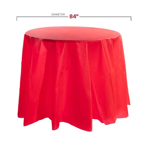 Red Round Plastic Tablecloths (84