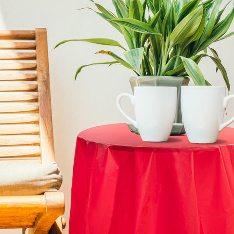 Red Round Plastic Tablecloths (84