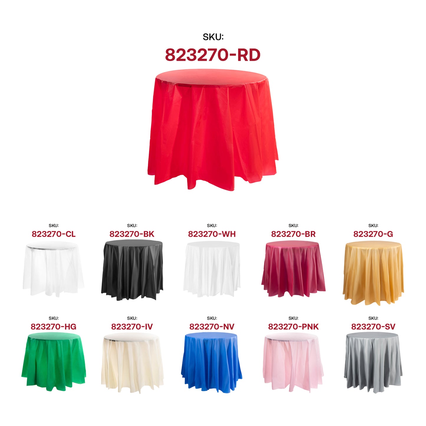 Red Round Plastic Tablecloths (84")