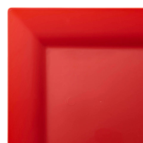 Red Square Disposable Plastic Dinner Plates (9.5