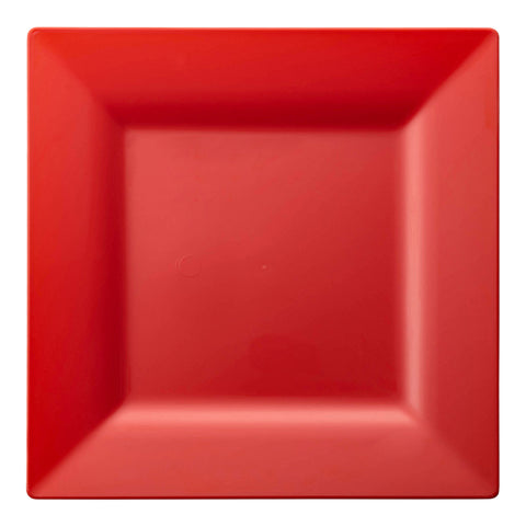 Red Square Disposable Plastic Dinner Plates (9.5
