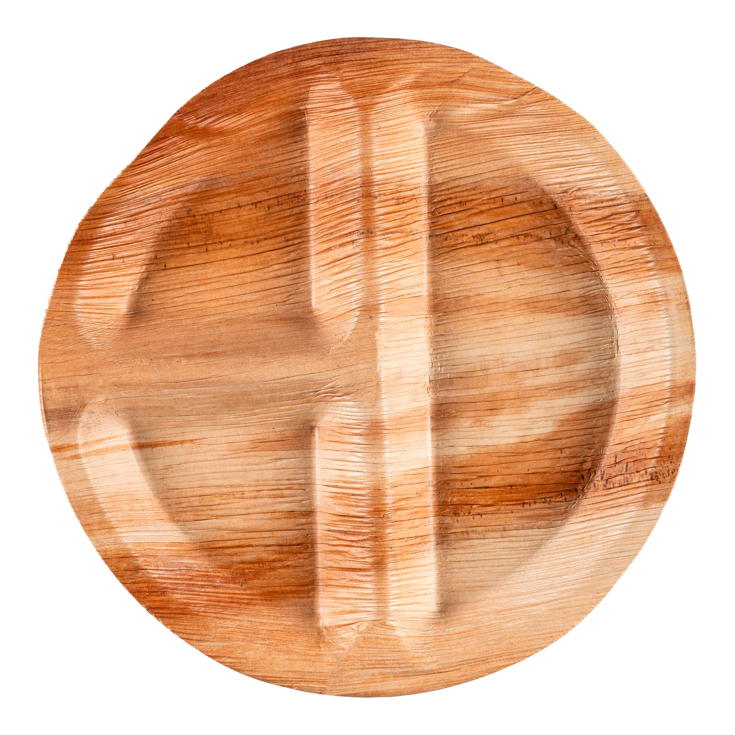 3-Partition Round Palm Leaf Eco Friendly Dinner Plates (10")