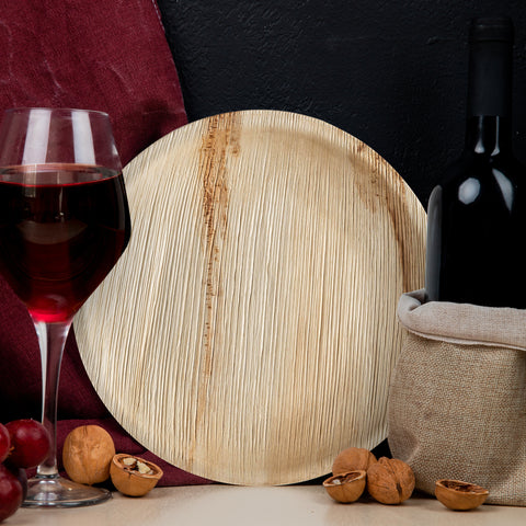 Round Palm Leaf Eco Friendly Buffet Plates (9