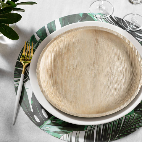 Round Palm Leaf Disposable Eco-Friendly Platters (12