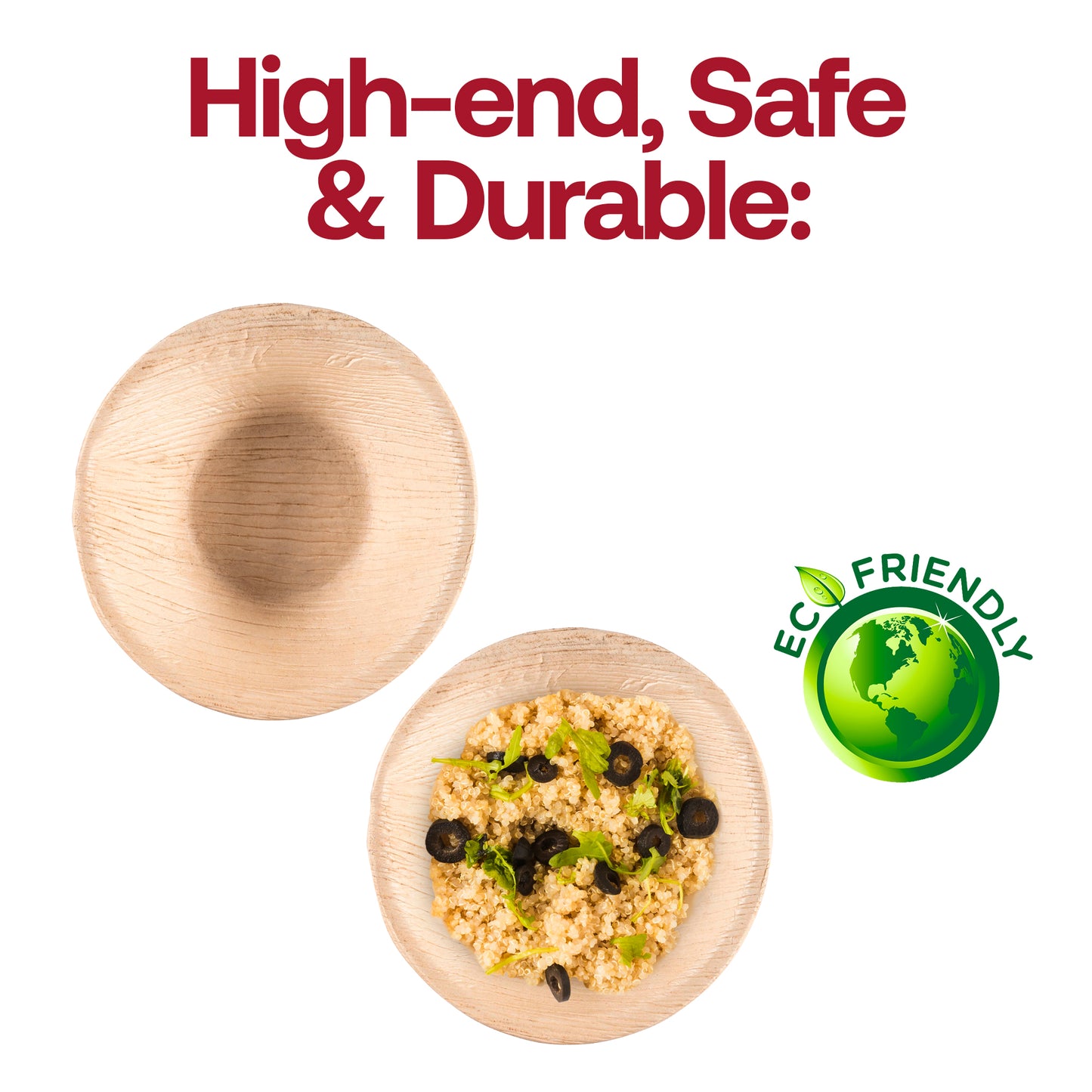 Round Palm Leaf Disposable Eco Friendly Soup Bowls (8 oz.)