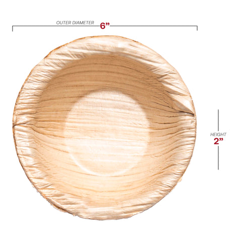 Round Palm Leaf Disposable Eco Friendly Soup Bowls (5.5 oz.)