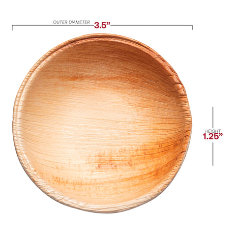 Round Palm Leaf Eco-Friendly Mini Disposable Sauce Bowls (2.5 oz.)