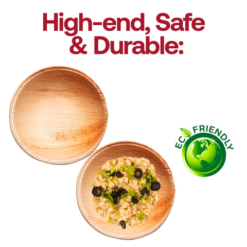 Round Palm Leaf Eco-Friendly Mini Disposable Sauce Bowls (2.5 oz.)