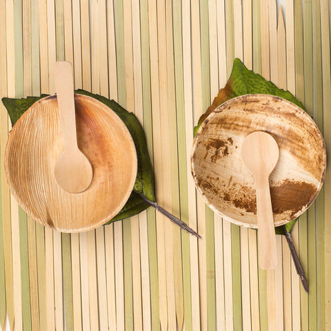 Round Palm Leaf Eco-Friendly Mini Disposable Sauce Bowls (2.5 oz.)