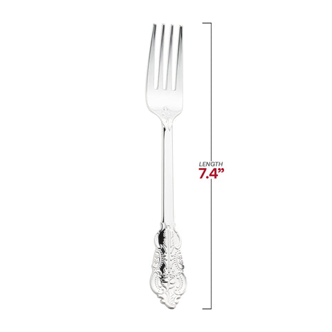 Shiny Baroque Silver Plastic Forks Dimension | The Kaya Collection