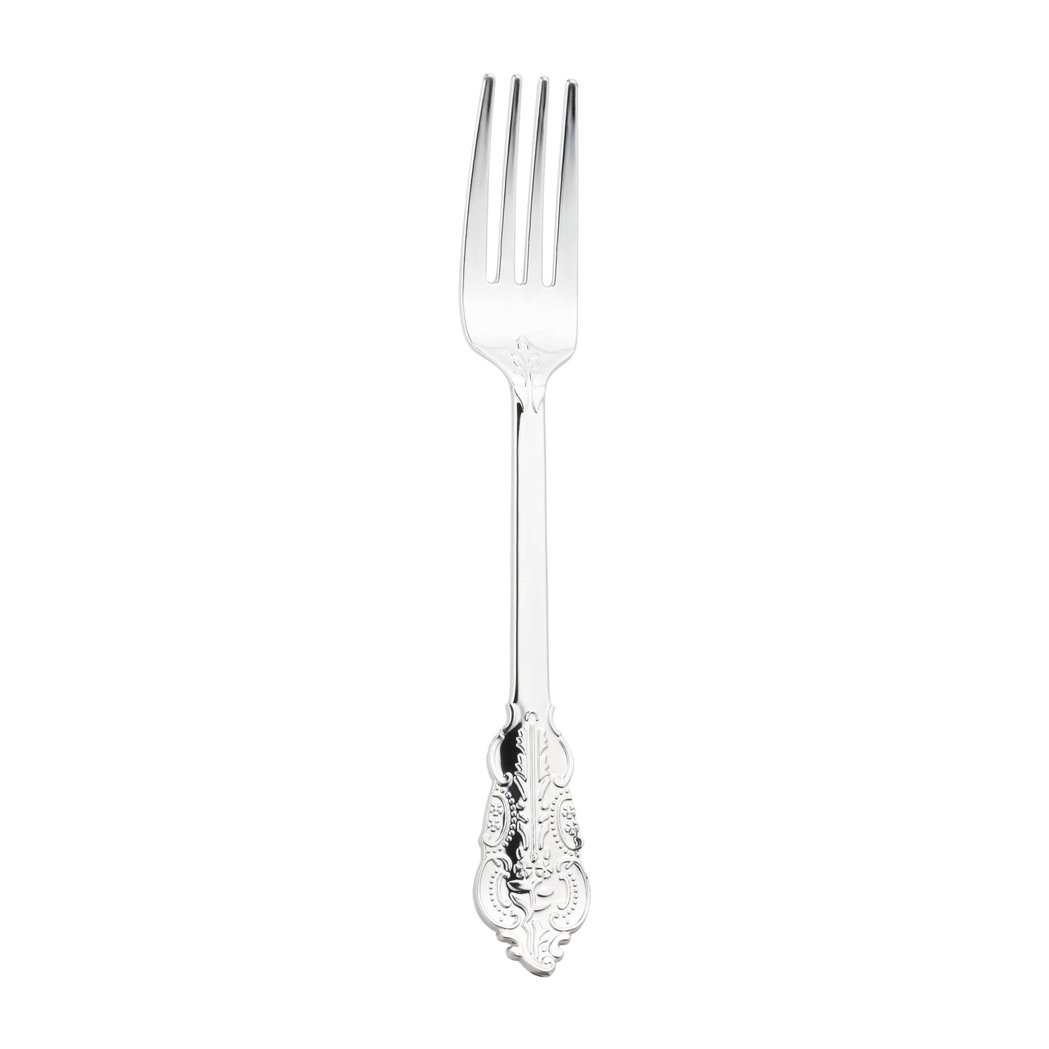 Shiny Baroque Silver Plastic Forks Main | The Kaya Collection