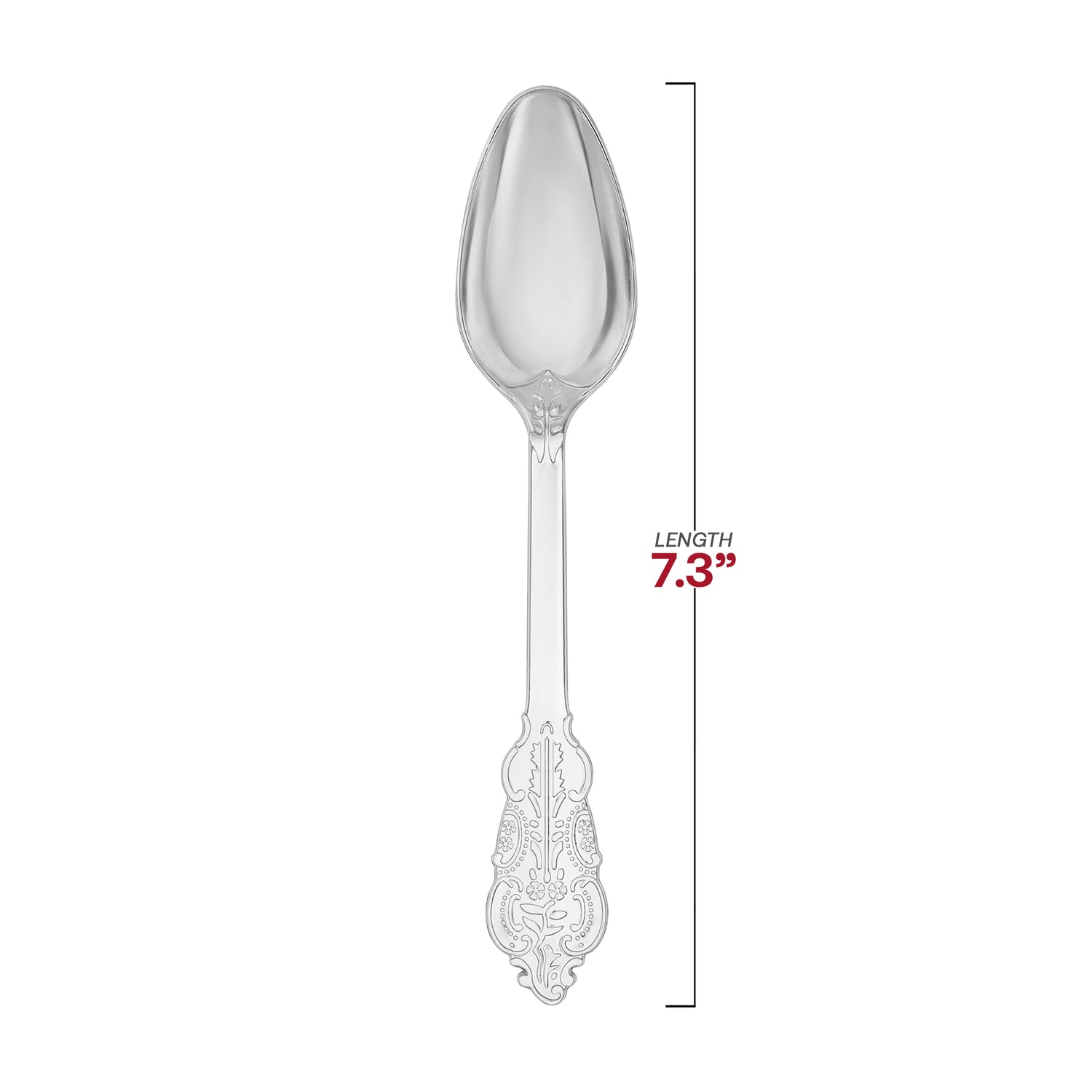 Shiny Baroque Silver Plastic Spoons Dimension | The Kaya Collection
