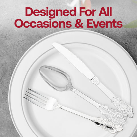 Shiny Baroque Silver Plastic Spoons Lifestyle | The Kaya Collection