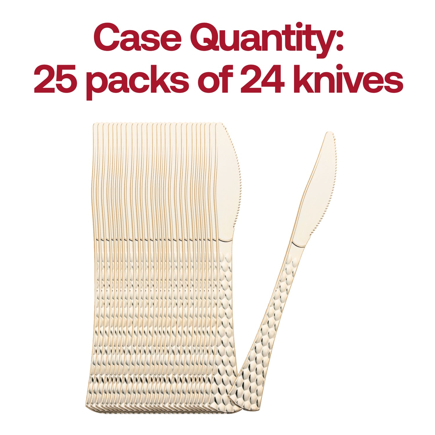 Shiny Gold Glamour Cutlery Disposable Plastic Knives Quantity | The Kaya Collection