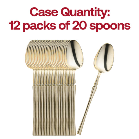 Shiny Metallic Gold Moderno Disposable Plastic Dessert Spoons