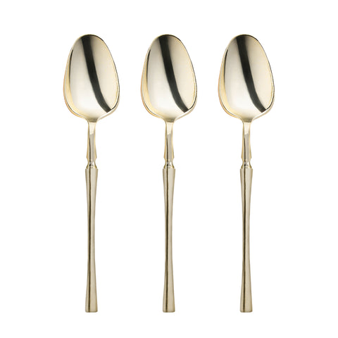 Shiny Metallic Gold Moderno Disposable Plastic Dessert Spoons