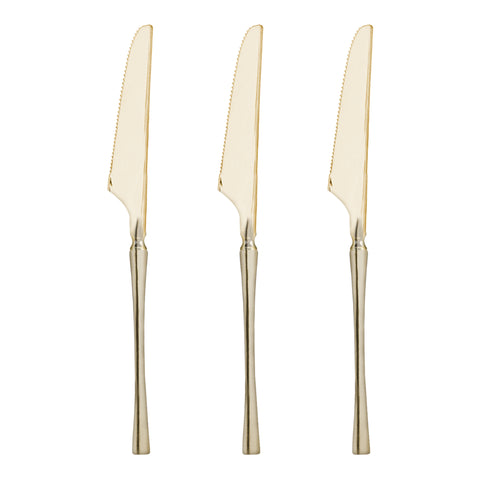 Shiny Metallic Gold Moderno Disposable Plastic Dinner Knives