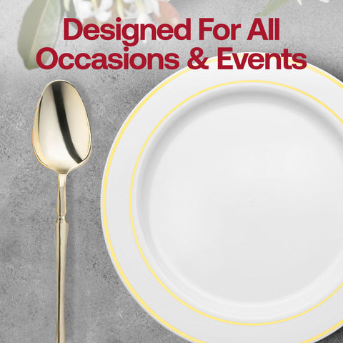 Shiny Metallic Gold Moderno Disposable Plastic Dinner Spoons