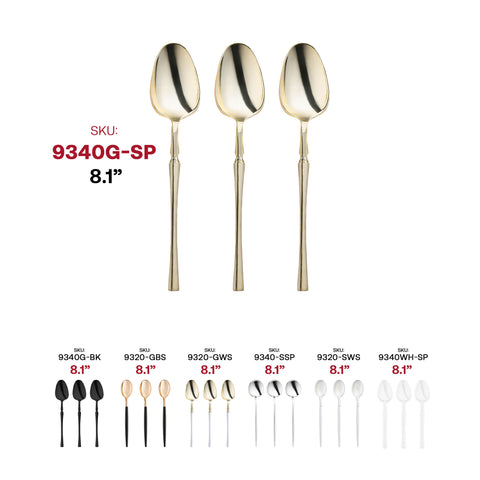 Shiny Metallic Gold Moderno Disposable Plastic Dinner Spoons