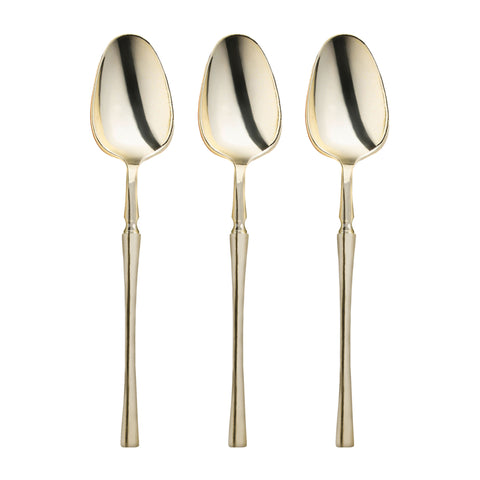 Shiny Metallic Gold Moderno Disposable Plastic Dinner Spoons