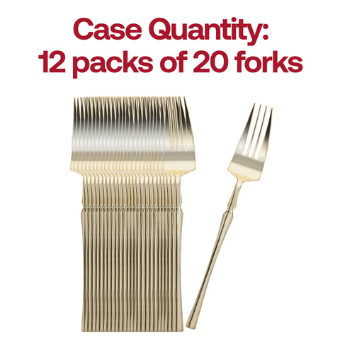Shiny Metallic Gold Moderno Disposable Plastic Dinner Forks