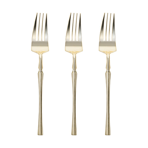 Shiny Metallic Gold Moderno Disposable Plastic Dinner Forks
