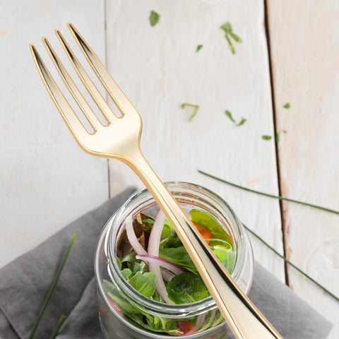 Shiny Metallic Gold Mini Disposable Plastic Tasting Forks