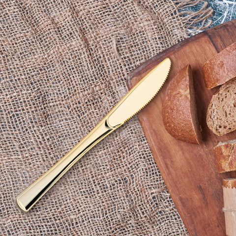 Shiny Metallic Gold Disposable Plastic Knives