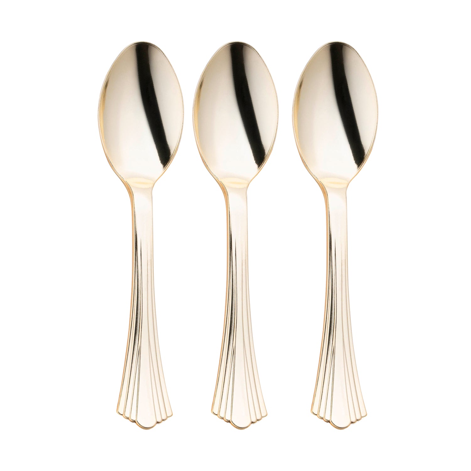 Shiny Metallic Groove Gold Plastic Spoons Secondary | The Kaya Collection