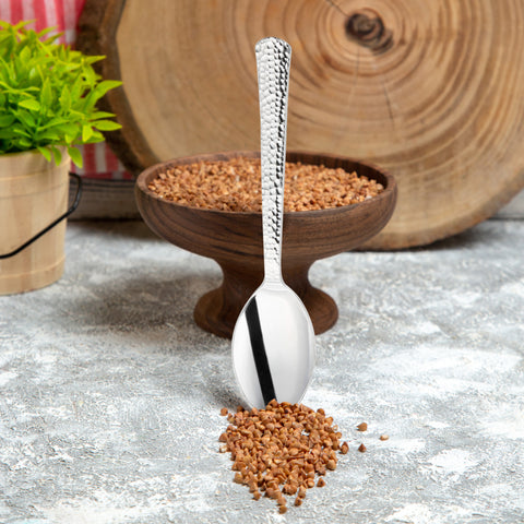 Shiny Metallic Silver Hammered Disposable Plastic Spoons