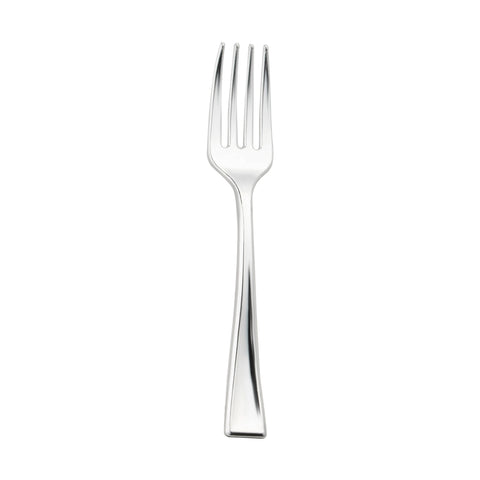 Shiny Metallic Silver Mini Plastic Disposable Tasting Forks Main | The Kaya Collection