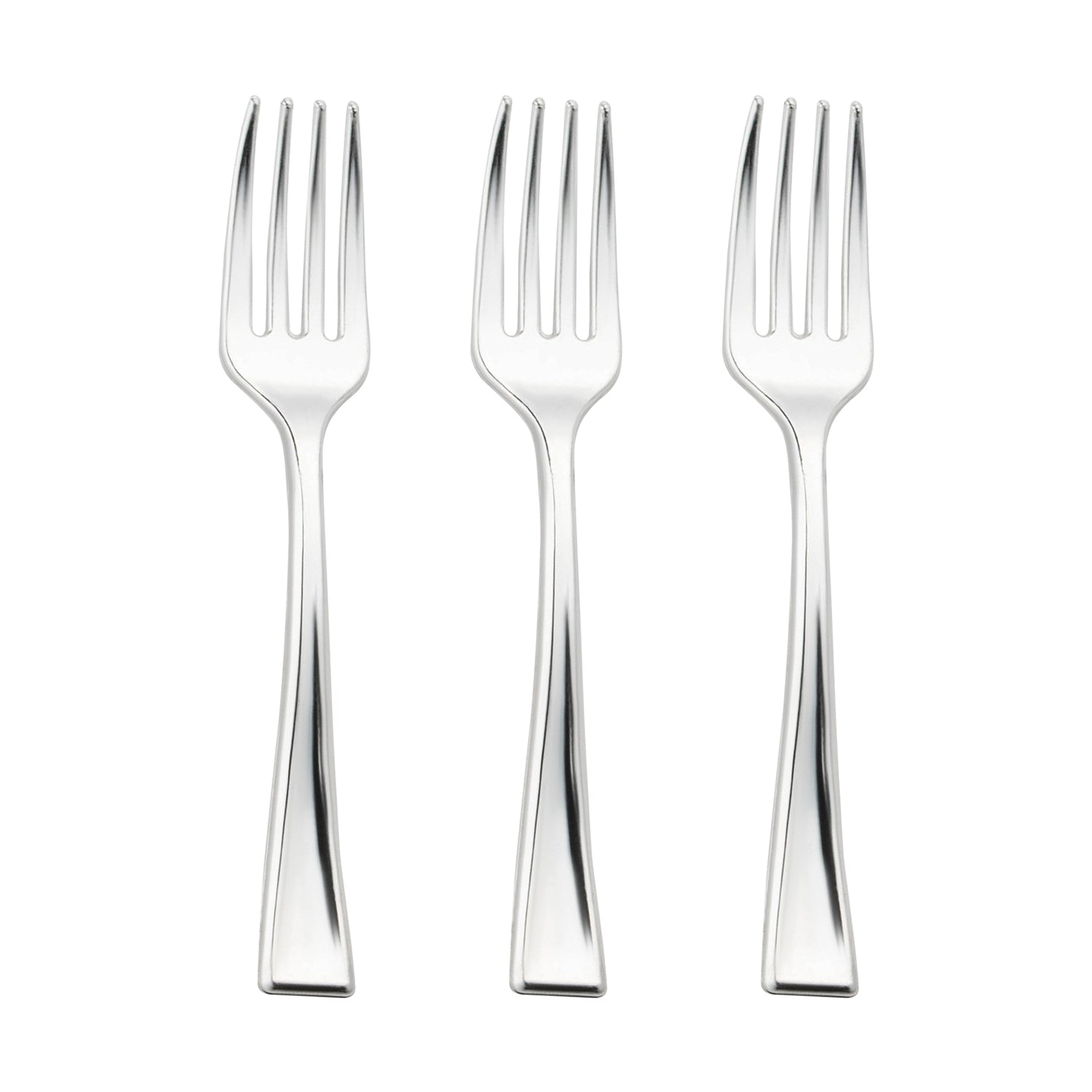 Shiny Metallic Silver Mini Plastic Disposable Tasting Forks Secondary | The Kaya Collection