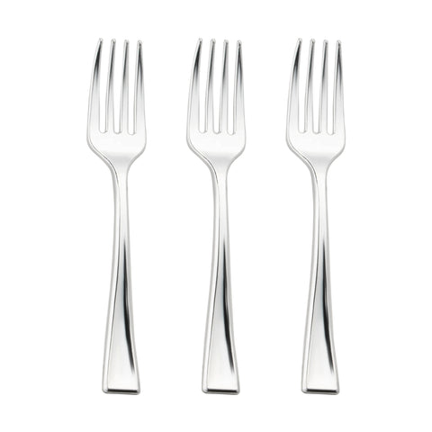 Shiny Metallic Silver Mini Plastic Disposable Tasting Forks Secondary | The Kaya Collection