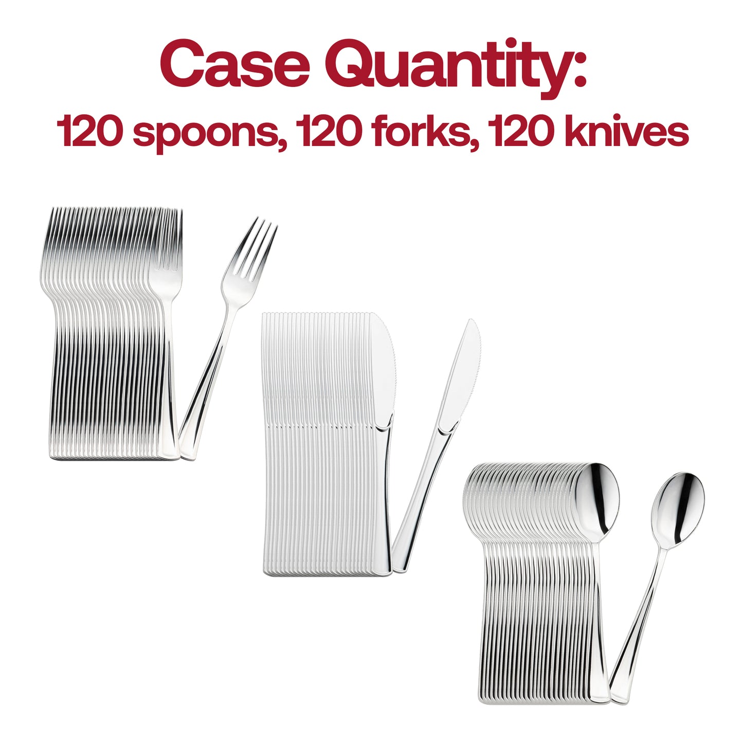 Shiny Metallic Silver Disposable Plastic Cutlery Combo Set