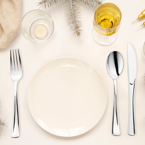 Shiny Metallic Silver Disposable Plastic Forks