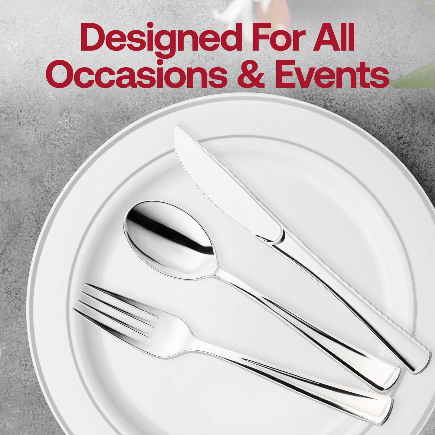 Shiny Metallic Silver Plastic Forks Lifestyle | The Kaya Collection