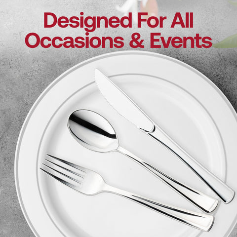 Shiny Metallic Silver Plastic Forks Lifestyle | The Kaya Collection