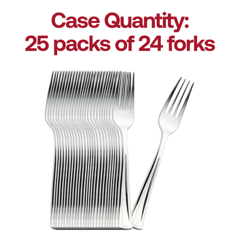 Shiny Metallic Silver Plastic Forks Quantity | The Kaya Collection