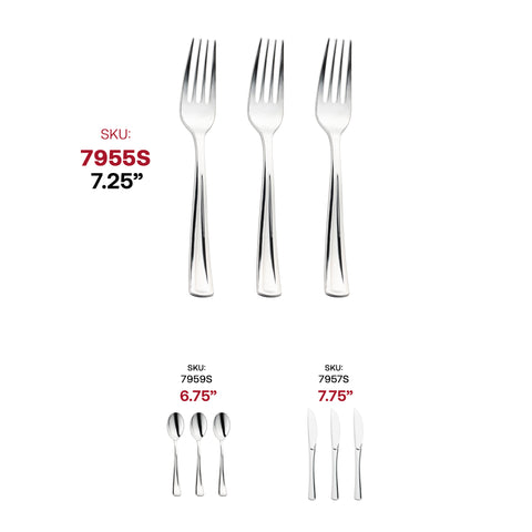Shiny Metallic Silver Plastic Forks SKU | The Kaya Collection